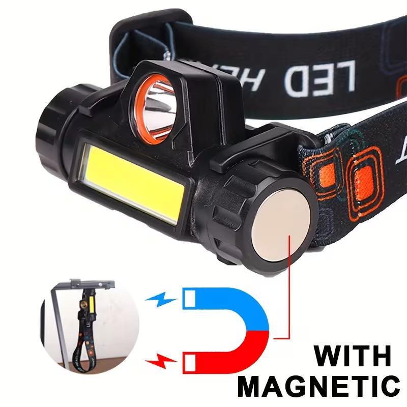 Super Bright LED Headlamp USB C Rechargeable Head Torch Magnetic Portable Head Flashlight for Camping Running Hiking Fishing