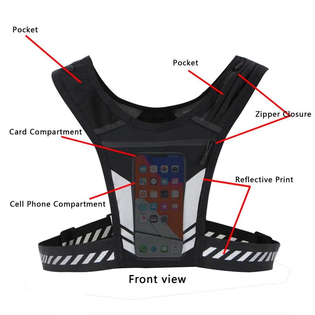 Breathable Running Vest Phone Holder Reflective Sports Outdoor Chest Rig Running Accessories With Water Bottle Holder