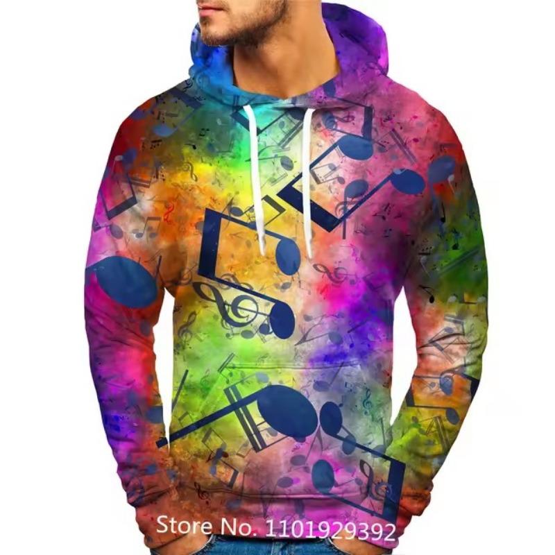 

Толстовка з 3D-принтом Musical Note, чоловіча та жіноча вулична повсякденна мода, модний пуловер 2XL