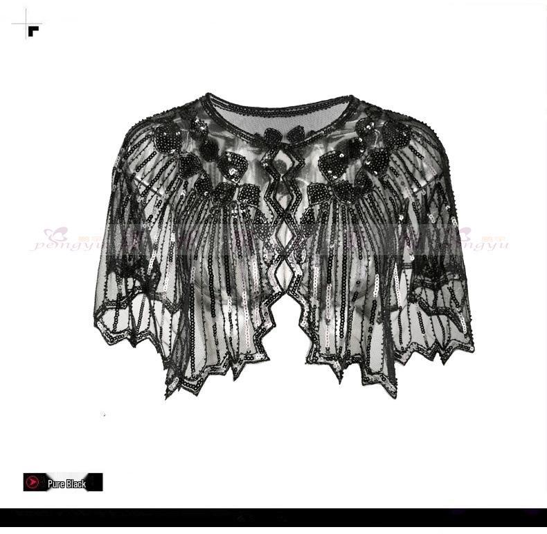 Top Xale de Noite Feminino Vintage Anos 1920 com Lantejoulas e Contas