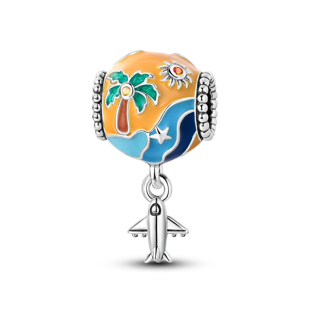 Miedziane Puzzle Balon na Gorące Powietrze Charms Koraliki Pasują do Oryginalnej Bransoletki DIY Wisiorek Wiszące Biżuteria Prezent Dla Kobiet