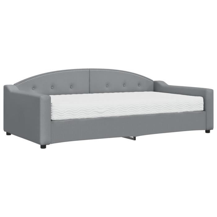 VidaXL Lit de jour avec matelas gris clair 100x200 cm tissu 3197517