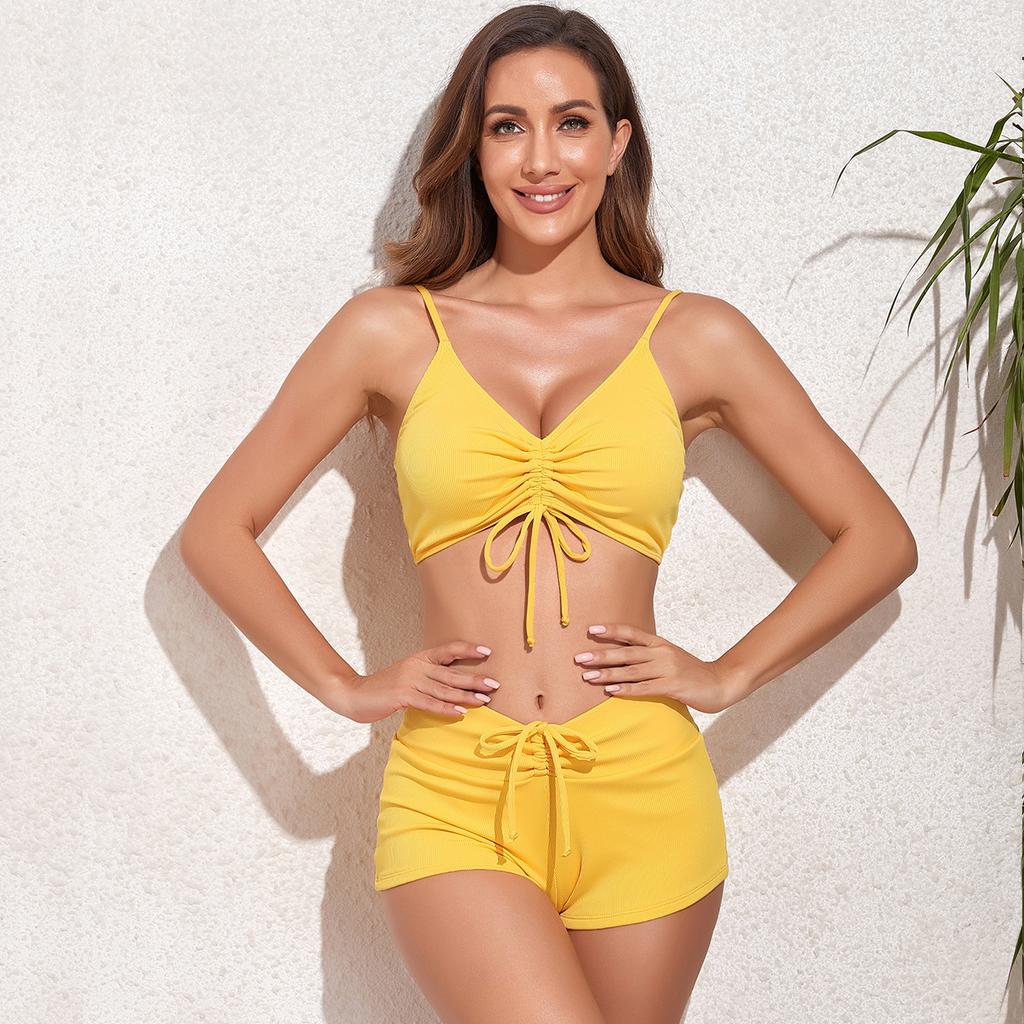 Women's Swimsuit Front Tie Swimsuit Sexy High Waist Bikini Plus Size Swimwear Multicolor