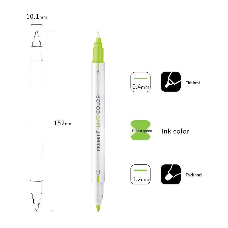 Monami Double-Ended Fiber Tip Liner Pen, 39 Colors for Drawing and Outlining