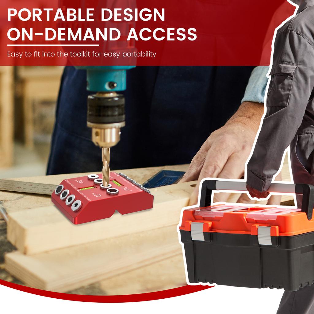 Woodworking drilling locator vertical drilling guide aluminum alloy multi angle drill bit guide tool with 4 drill bits