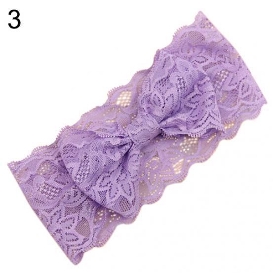 

Детская кружевная повязка на голову с бантом для маленьких девочек, повязка на голову, аксессуары для головных уборов фиолетовый