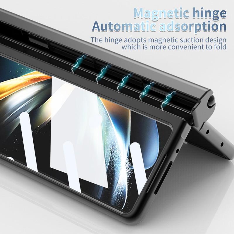 Magnetic Snap-on Case Galaxy Z Fold5 Fold4 Fold3 With Kickstand PC Cover Electroplated Lens Protector