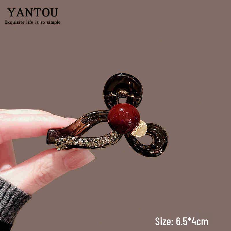 Chic Bow Claw Hair Clip with Rhinestones for Half-Tied Hairstyles