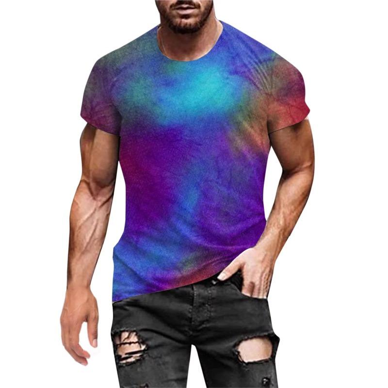 Summer Men's Gradient 3D Digital Printed Short Sleeved Personalized Trend Casual Sports Round Neck Short Sleeved T-Shirts Women’s