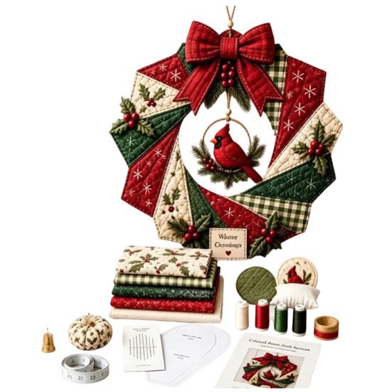 Einzigartiges Weihnachtsgeschenk für Lehrer, Weihnachts-Stoffkranz DIY-Set, Patchwork Anfängerfreundlich, Handgefertigte Bastelgirlande, Materialdekoration