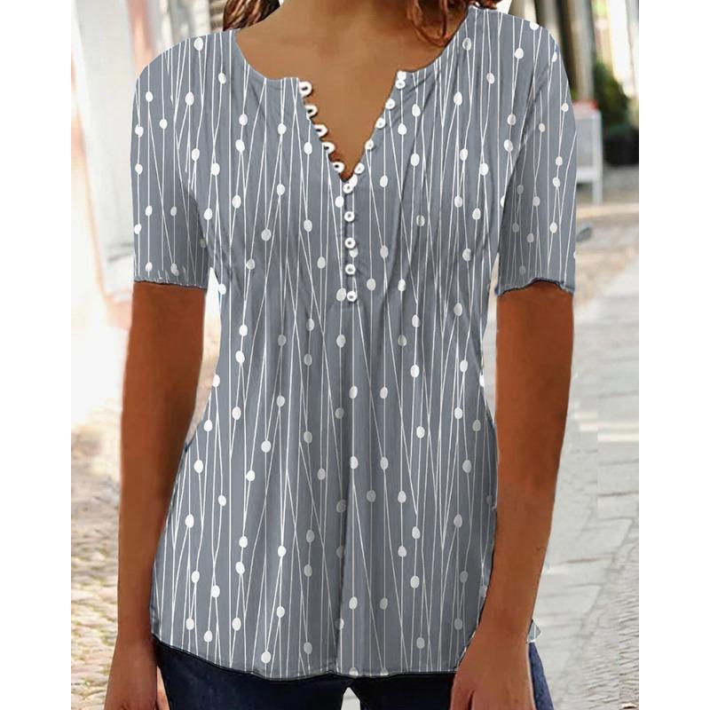 IHUASU Women's Fashion Casual Short Sleeve V Neck Blouses & Shirts