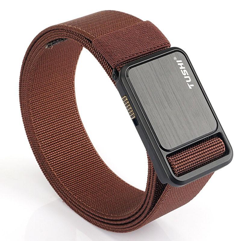 

3.5 Men s Casual All-match Commuting Tooling Nylon Belt Textile Elastic Buckle Training Security 120cm коричневий