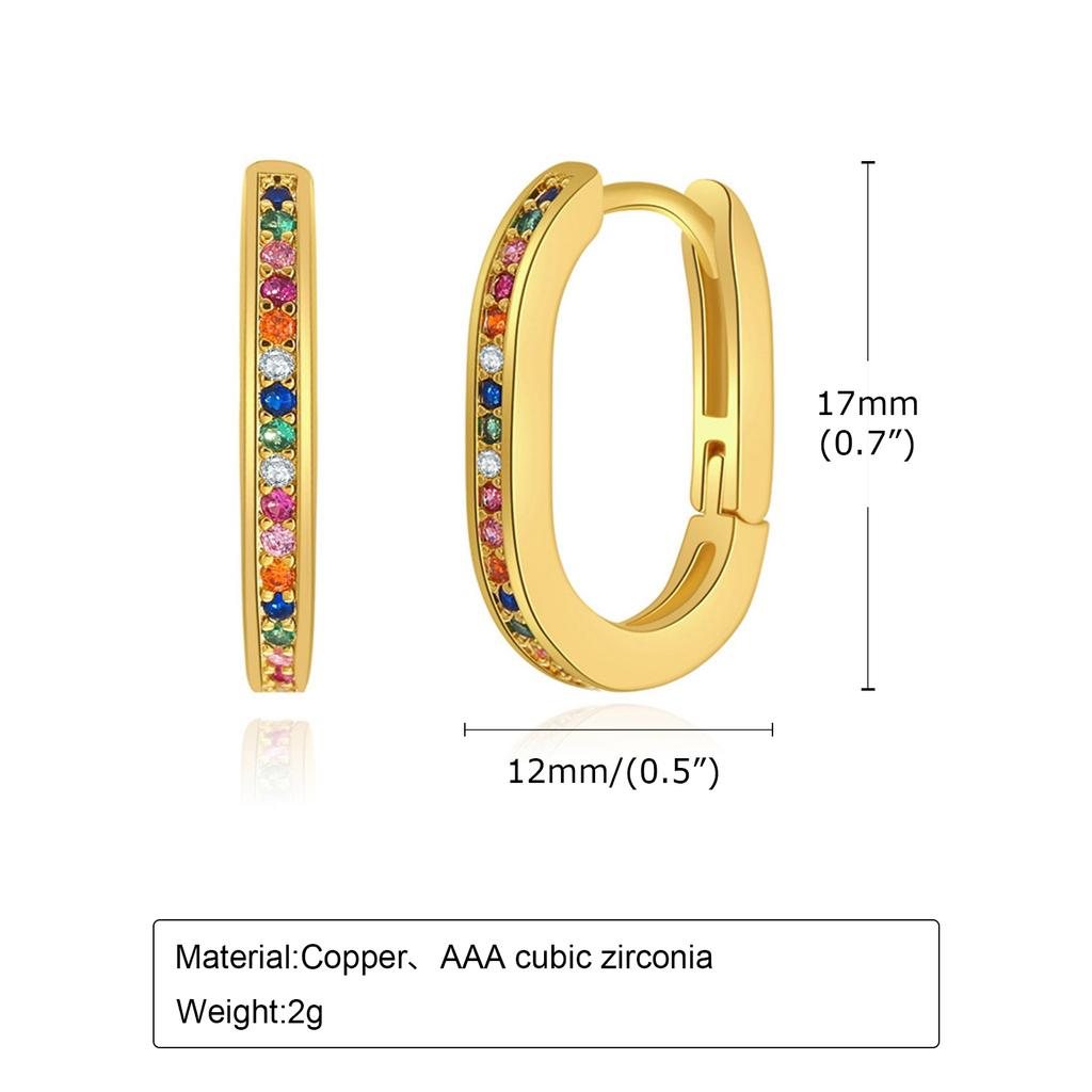 Dainty Colorful CZ Stone Hoop Earrings for Women Girls, Gold Color Bling Metal Small Earring Birthday Gifts Christmas Party