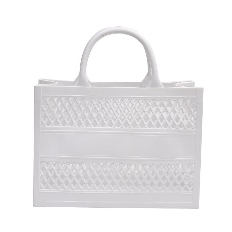 2025 Summer New Shopping Basket Handheld PVC Bag Jelly Bag Large Capacity Basket Storage Basket Candy Color Hollow