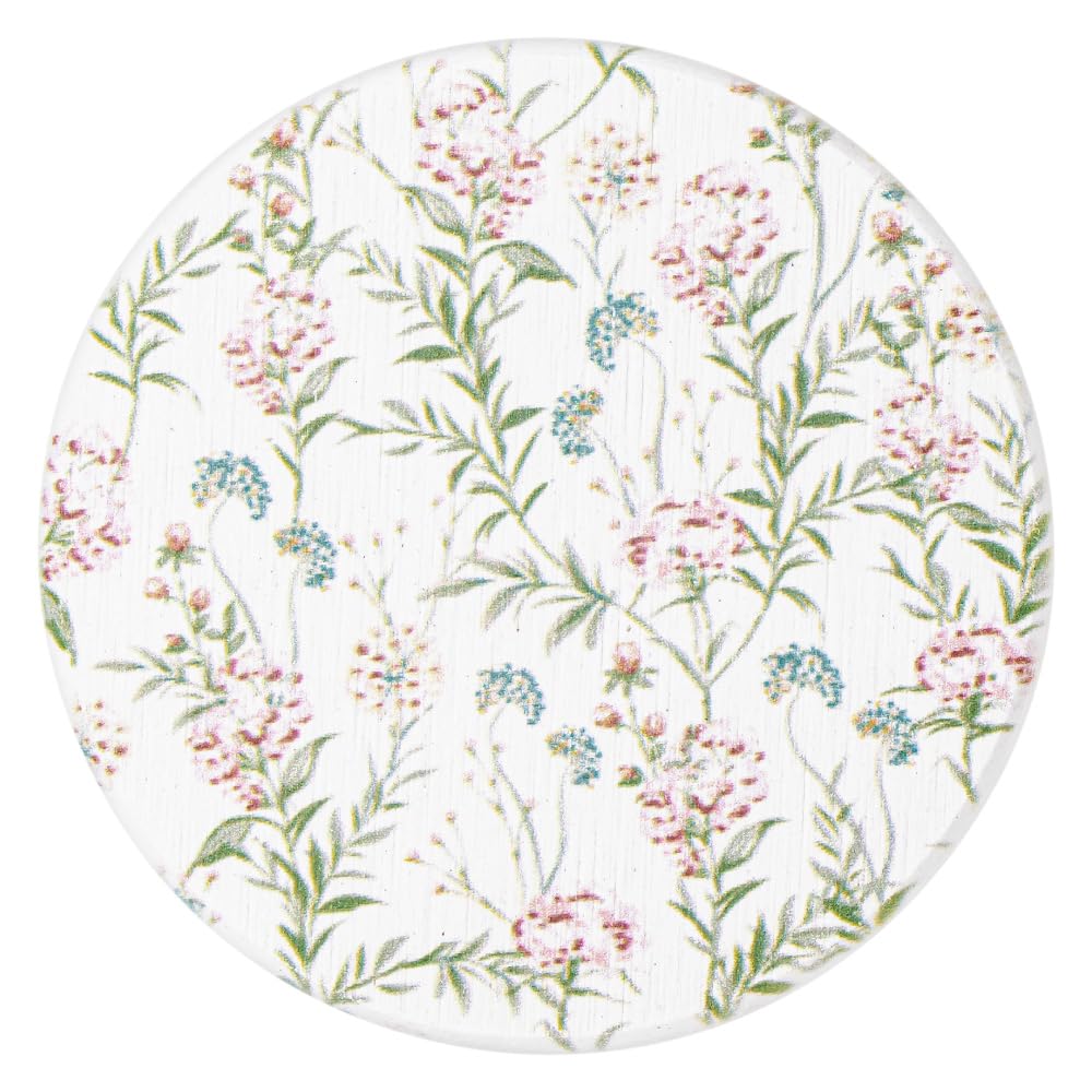 &NE Lava Stone Coasters with Natural Flower Print, 9cm Diameter X 1cm Thick, Absorbent, Lava Stone, Asbestos-Free, Quick-Drying, Round, Small, Floral