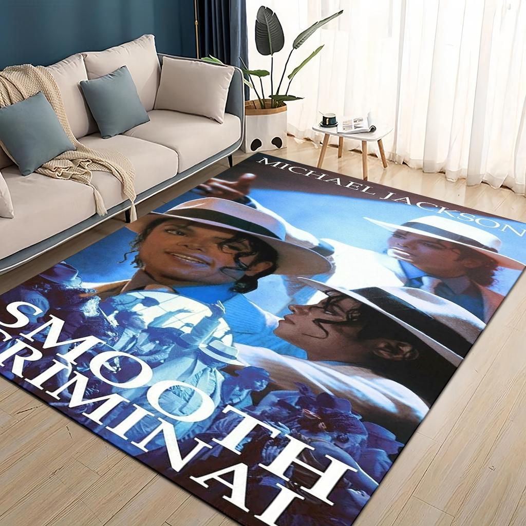 Neuer Stil Michael Jackson King of Pop MJ Teppich für Wohnzimmer Schlafzimmer Zuhause Sofa Dekoration, Rutschfeste Bodenmatte für Kinder