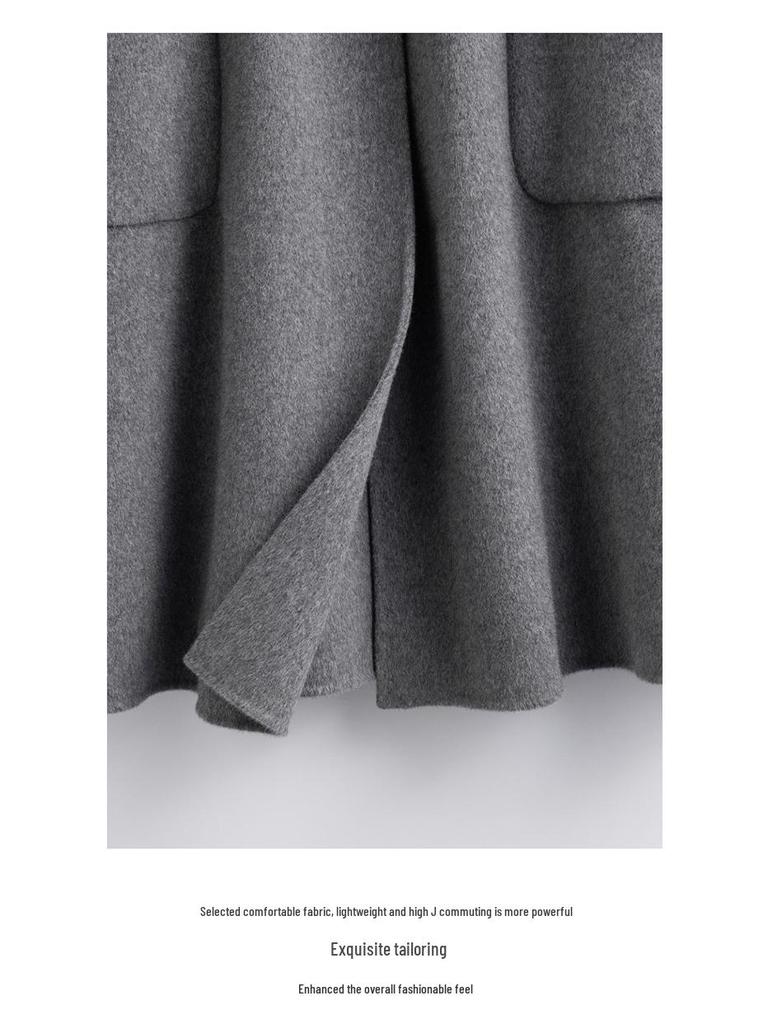 Palton Roșu din Lână Ankola Extra Lung Slim Fit - Stil Hepburn pentru Femei