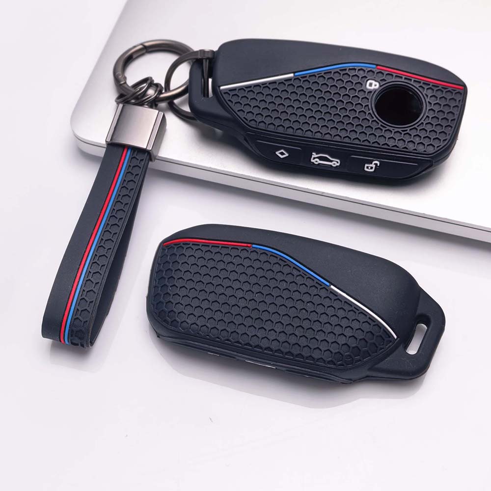 Key Fob Cover for BMW GT New with Keychain Anti-Scratch Guard Shockproof Protection Soft Grip Texture Responsive Button Touch Dust Resistant Cover