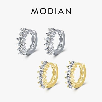 Modian 925 Sterling Silver Dazzling Elegant Fashion Multiple Diamonds Hoop Earrings For Women Wedding Statement Jewelry