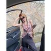 Women's Red Plaid Halter Tank Top - Waist-Cinching Sleeveless Summer Outerwear