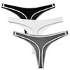 Beirou Stretch Sports Solid Set Women's Low-Rise T-Back Panties, Cotton, Style, Color, Simple, Non-Slip, Butt-Lifting, Breathable, 3-Piece