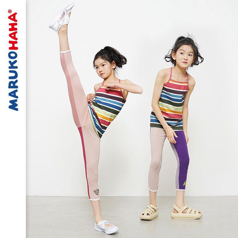 Toothpick Pills and Friends Summer Four Colors Patchwork Girls Leggings Medium and Big Children Cropped Cute Trousers