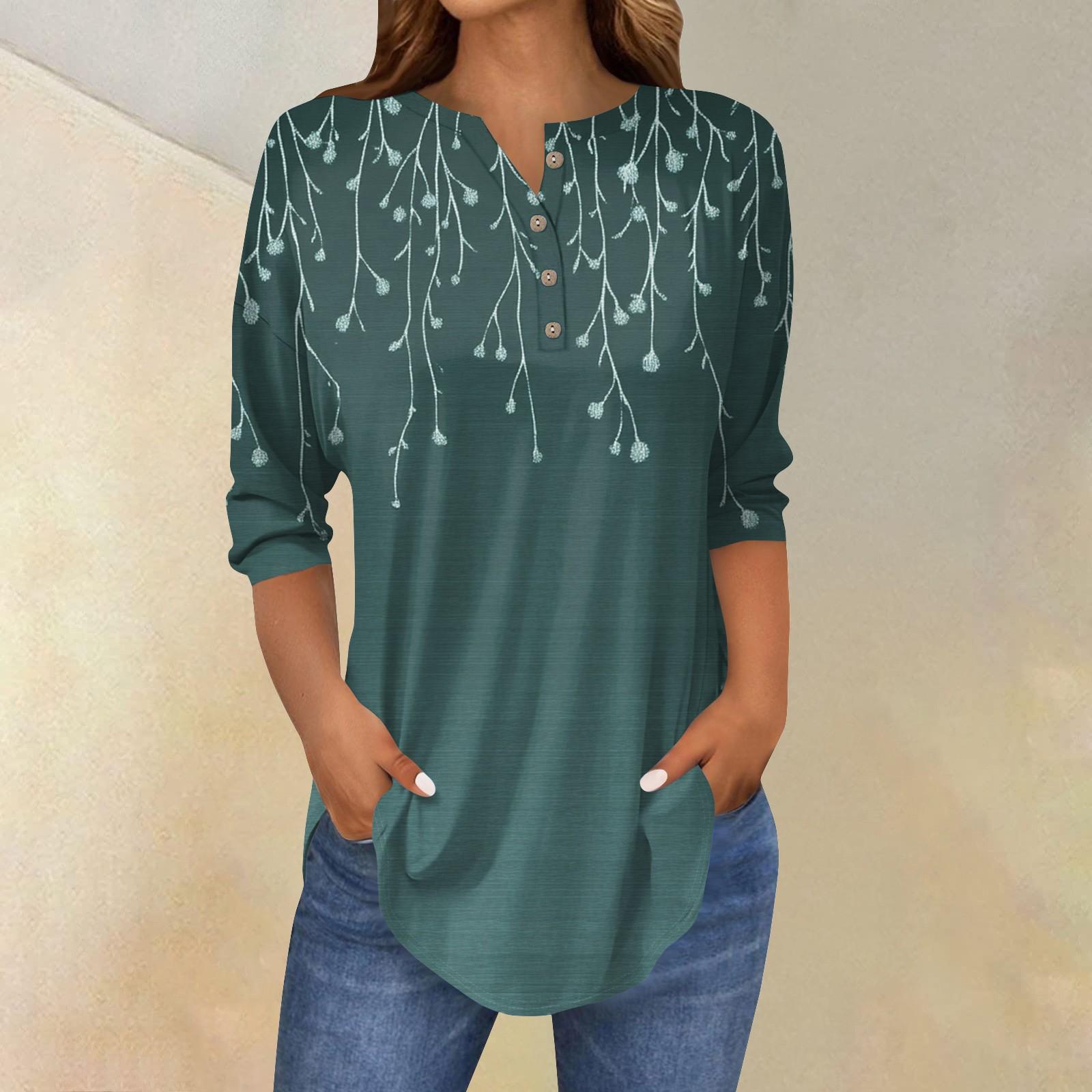 

Женские повседневные рубашки с рукавом 3/4, модные туники с принтом Святого Патрика и карманами S