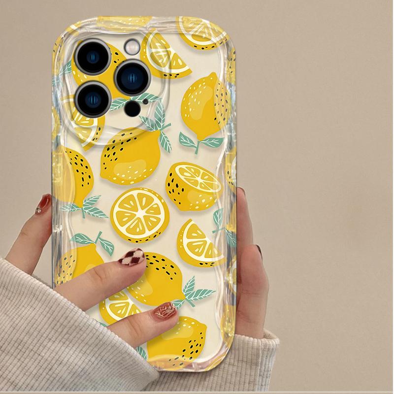 Summer Fruit Lemon Flower 3D Clear Case For iPhone 16 16E 15 14 13 12 11 Pro Max X XS X S Max XR SE 2020  7 8 Silicone Cover