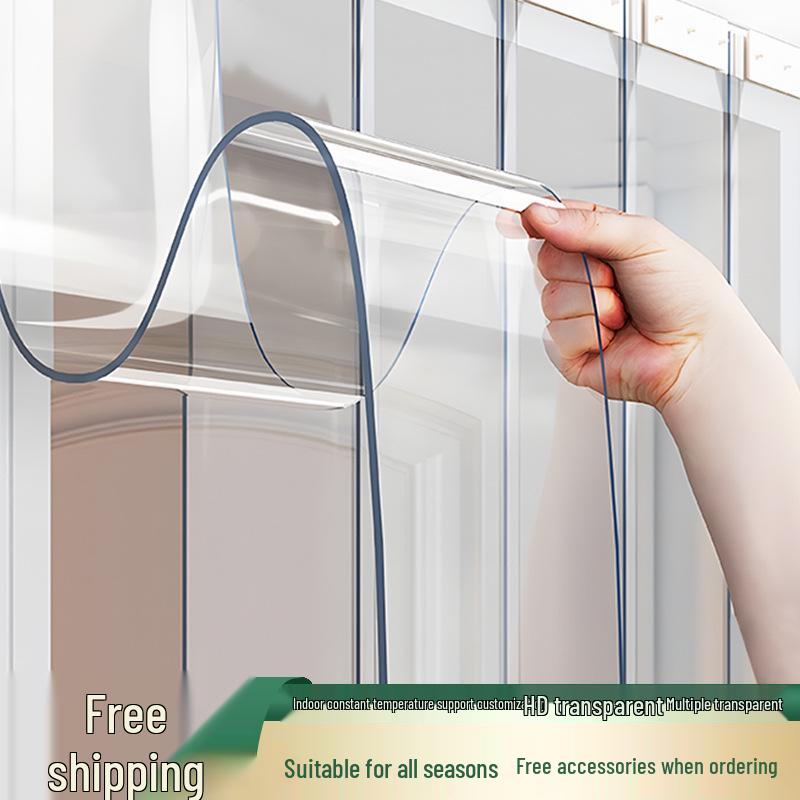 High-End Transparent PVC Door Curtain - Mosquito-Proof, Soft Partition for Air Conditioning, Home, Shop, or Shade.