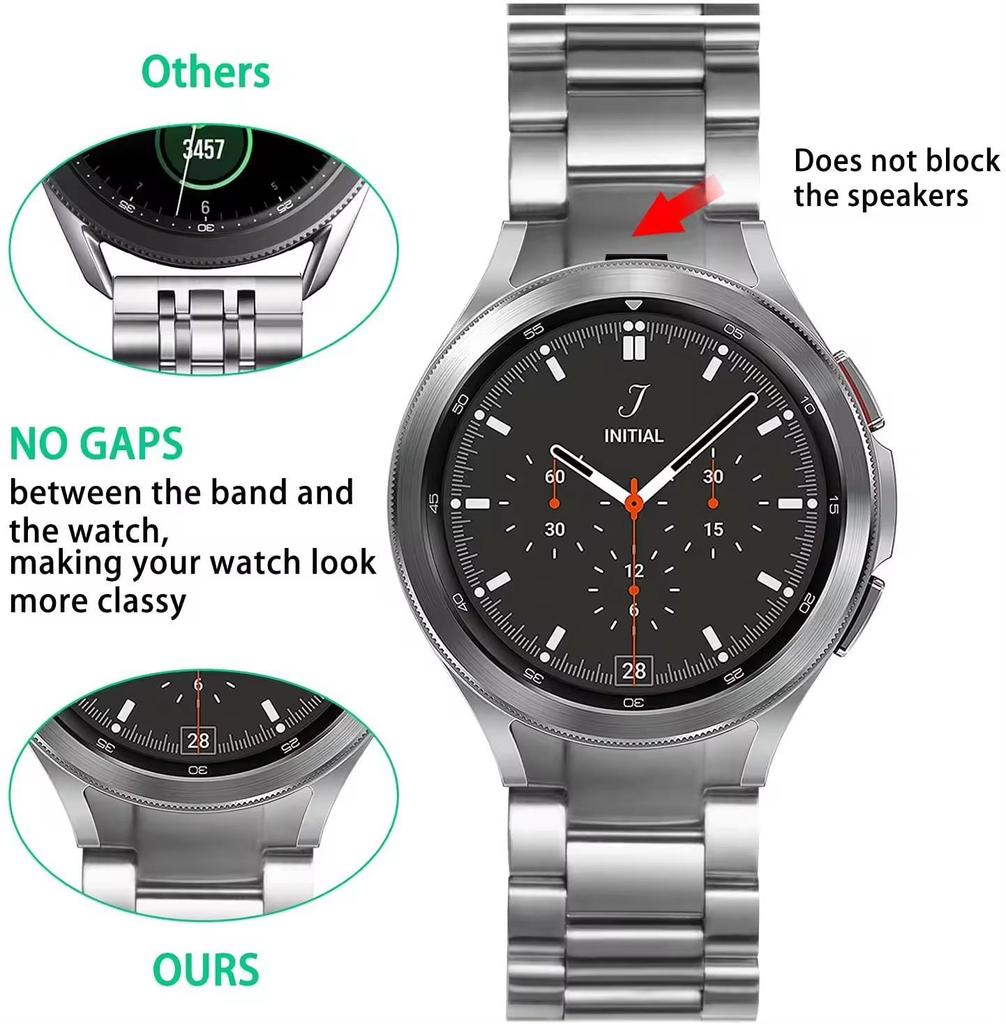 Compatible Stainless Steel Band for Samsung Galaxy Watch 7/6 Classic – Three-Bead Integrated Design