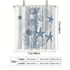 1 x Ocean Elements Duschdraperi med sjöstjärne- och snäcktryck - Blå och vit nautisk design, Polyester, med krokar, för badrum