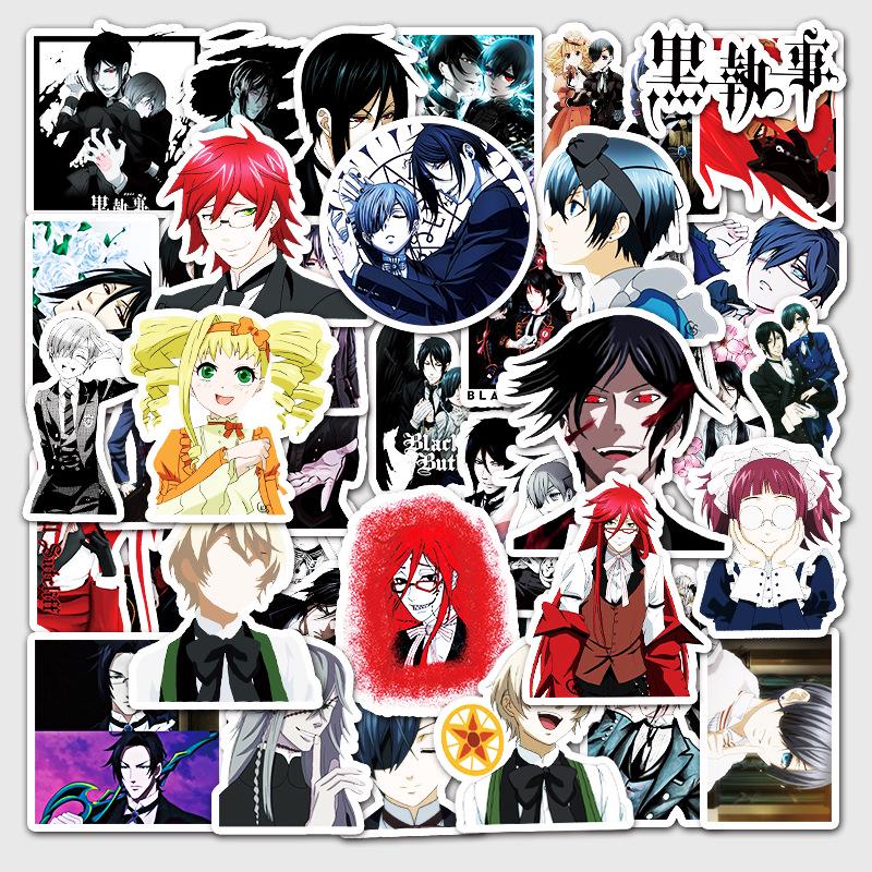 50 Anime Black Butler Waterproof Stickers for Laptops, Suitcases, and Cars