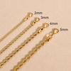 Vnox Dainty Gold Rope Chain Necklaces for Women Men,Chic Twisted Collar, Waterproof Stainless Steel Link 2/3/4/5mm Width