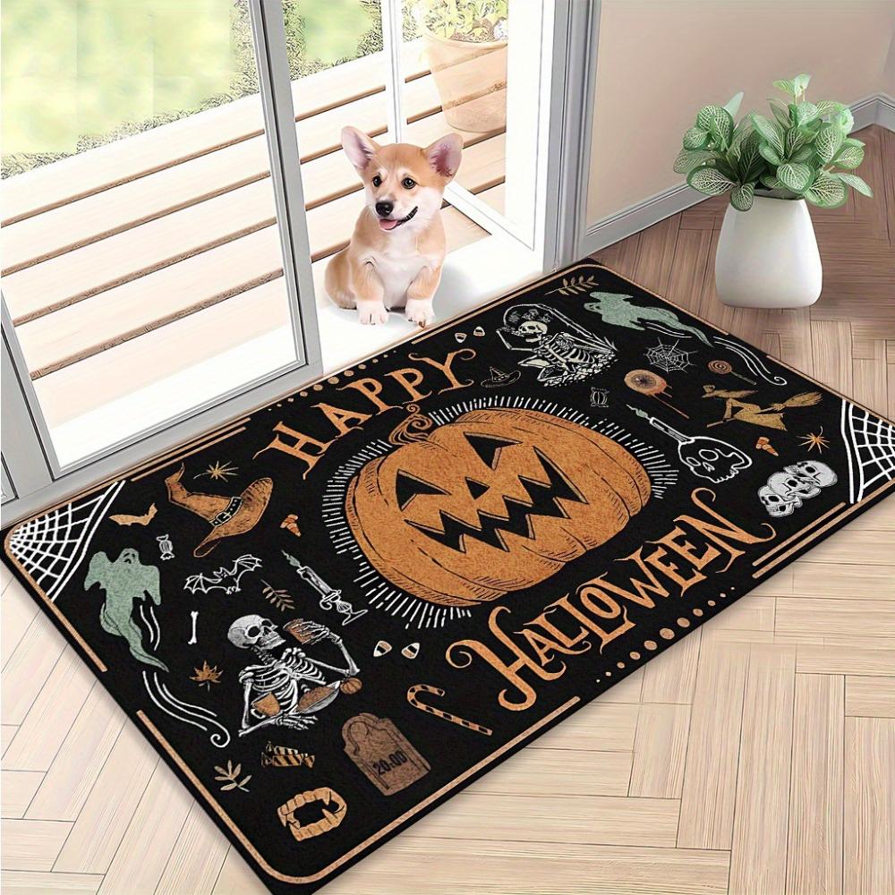Halloween Pumpkin WELCOME Rug Living Room Bedroom Entry Gothic Witch Doormat Outdoor Anti-slip Floor Mat Sofa Foot Mat Kitchen
