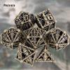 7 Pcs Copper Hand Skull Head Metal Dice Hollow Metal Polyhedral Dice Set Suitable for Role-Playing RPG  Board Game Card Game