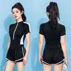 Swimsuit Women's split small chest sports cover belly and look thin conservative hot spring professional swimming training swimsuit