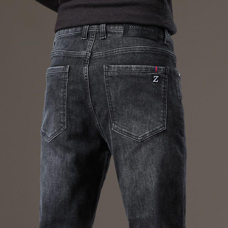 JYL Mens Jeans Straight Floral Printed Ripped Summer Thin Washed Vibe Elastic Cropped Denim