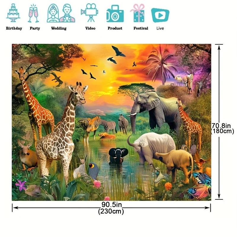 Jungle animals Background Wildlife Summer Tropical desert African Safari scenery Decorated for a man's birthday party