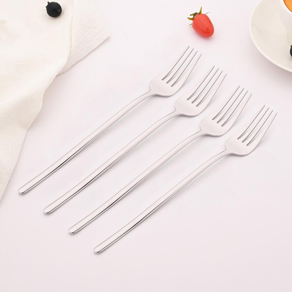 

4Pcs Gold Flatware Stainless Steel Tableware Dinner Fork Fruit Fork Steak Fork Salad Fork Suitable for Restaurant or Banquet серебряный