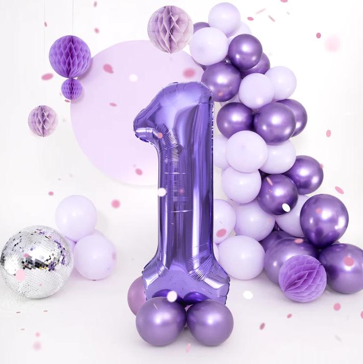 Foil Balloon Number 1 Purple 100cm