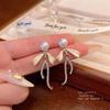 Zircon Bow Tassel Earrings: 925 Silver, Trendy, Versatile, Light Luxury