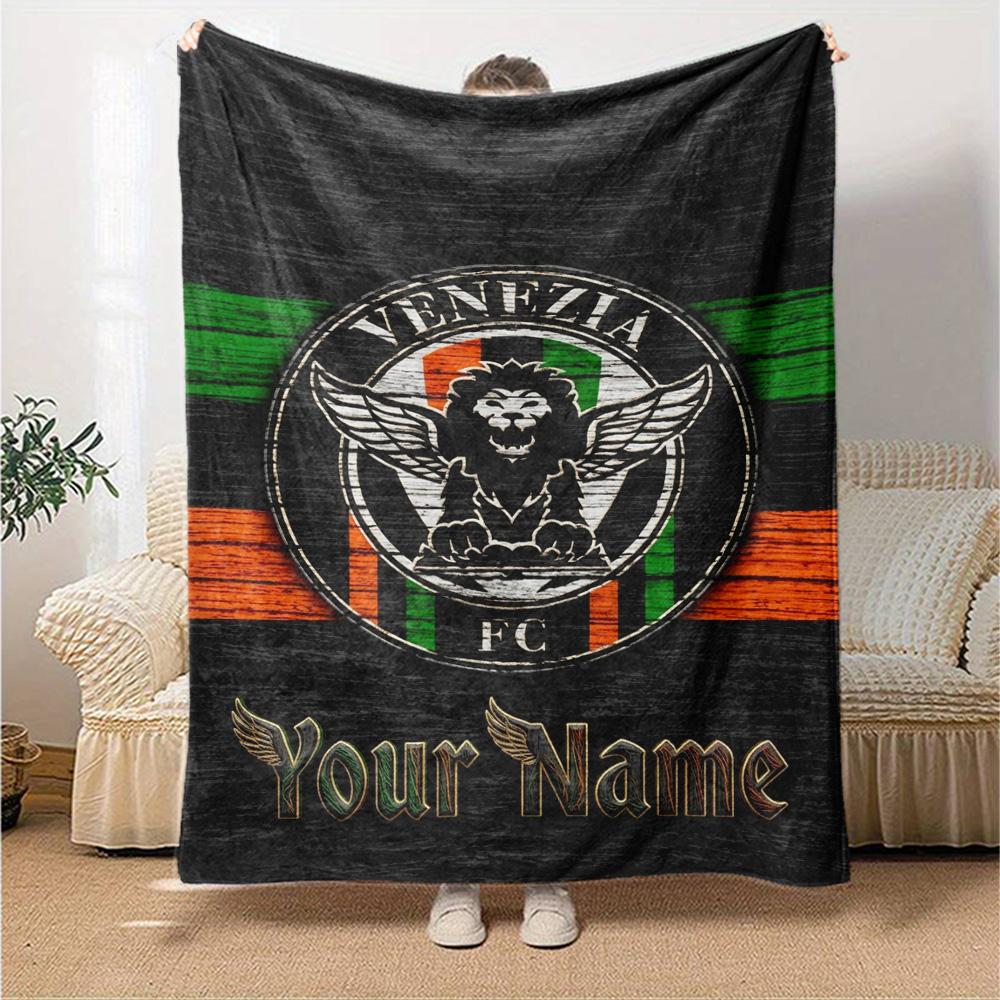Name Custom Venezia FC Print Flannel Blanket High Quality Warm Comfortable Cover for All Seasons Perfect for Gifts Home Decor