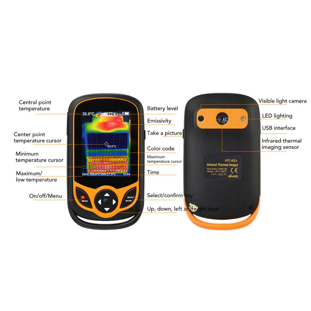 Infrared Thermal Imager Pocket Imaging Camera 256x192 IR Resolution 25Hz Refresh Rate with WiFi 3.2in Touch Screen