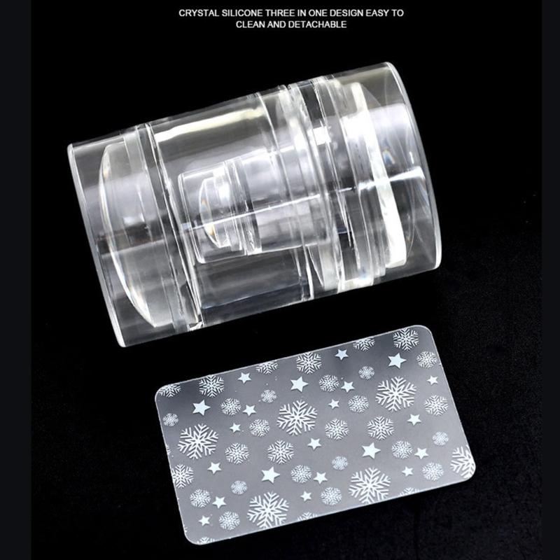 3 in 1 Silicone Nail Art Stamper Kit with Scraper For Easy Pattern Transfer And Manicure Quick Easy Nail Art Design