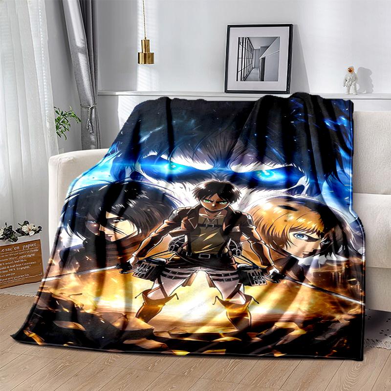 Attack on Titan Flannel Blanket Soft Warm All-Season Throw, Design for Camping, Car Travel, Hiking Sofa, Bed, Office Perfect Gift for Parties