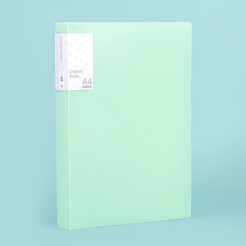 Binder Multi-Page File Folder Office Supplies Poster Storage Book Award Certificate Collection Book Exam Paper Organizer Multi-Layer Insert File Bag Laurel Green--10 Pages [20 Sheets on Both Sides]