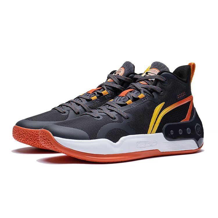 Li Ning Youth Yu Shuai 16 Mid Anti-Slip Shock Absorption Wear-Resistant Rebound Basketball Shoes Kids Basketball Shoes Black Yellow Orange YKBT012-5