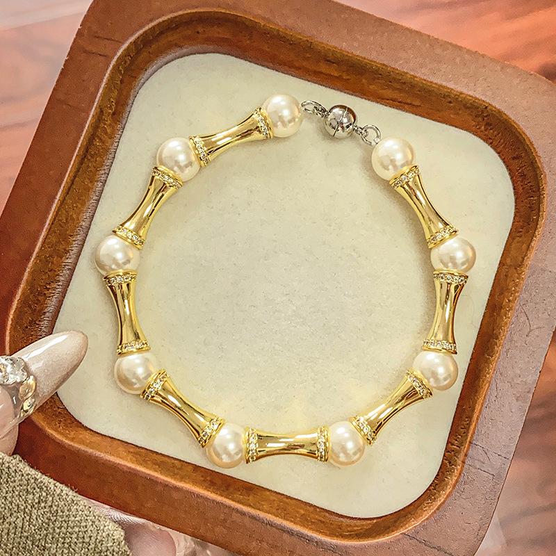 

Новый ювелирный браслет на ключицу, цепочка в стиле ретро, тонкая талия, бамбуковый жемчуг, женская высококачественная ниша, универсальная партия