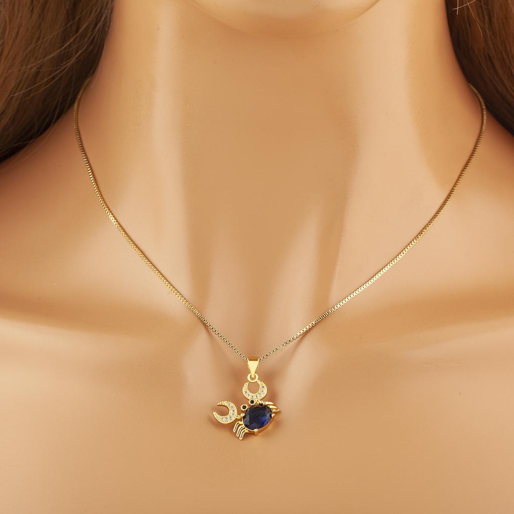 Nidin New Arrival Classic Crab Pendant Necklace for Women 4 Colors Cubic Zirconia Moon & Crab Choker Multicolor Fashion Jewelry