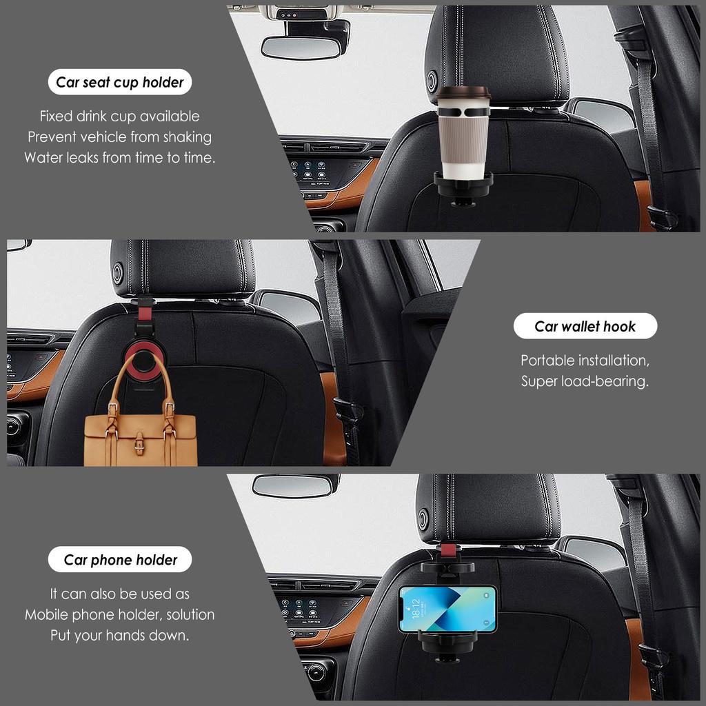 New Car Seat Headrest Hook 3-in-1 Seat Back Hook Car Bracket Car Cup Holder Mobile Phone Bracket Car Interior Accessories